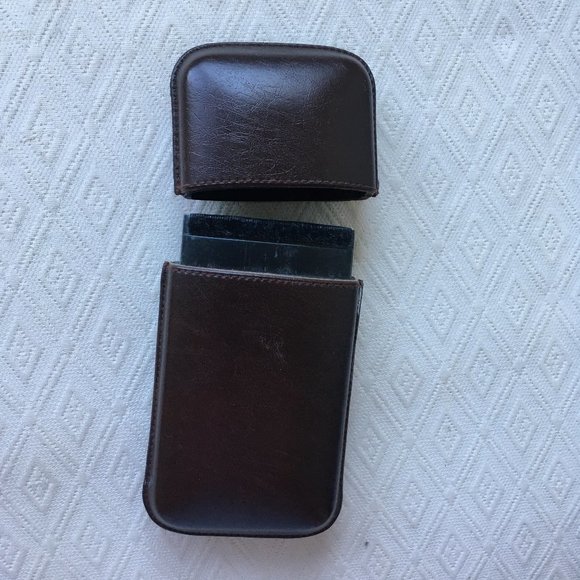 Vintage Cigar Case Holder brown leather 7 x 3 - Picture 5 of 5